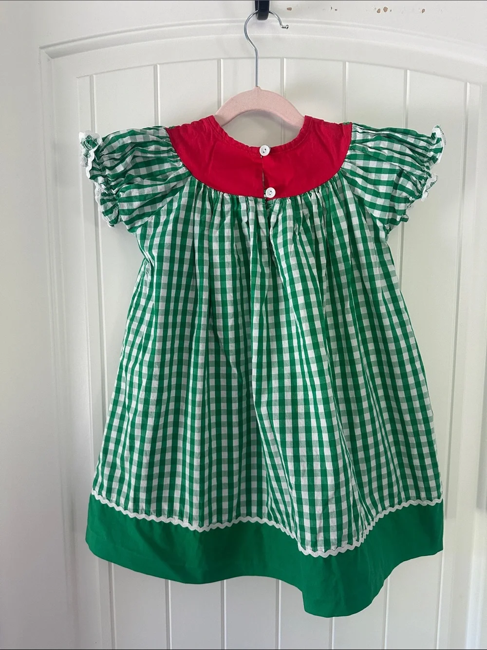 Lil Cactus Green Gingham Dress with Red Watermelon yoke